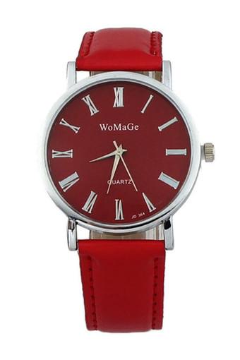 Fashion Women's Classic Red Leather Strap Watch Jam Tangan  