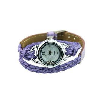 Fashion Women's Purple Faux Leather Strap Bracelet Watch 60bl030  