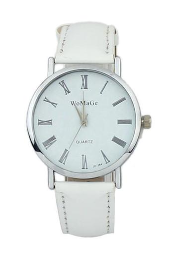 Fashion Women's White Classic Leather Strap Watch Jam Tangan  