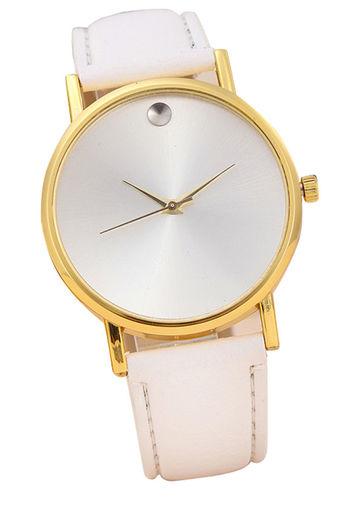 Fashion Women's White Leather Strap Watch Jam Tangan  