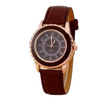 Fashion Womens Faux Leather Band Strap Analog Quartz Wrist Watch Brown  