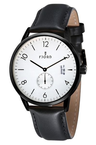 Fjord Niels Men Black Leather Watch FJ-3014-02 - Black