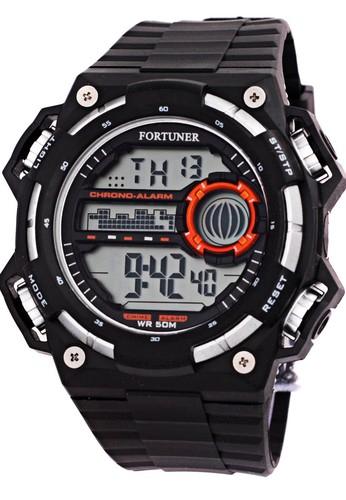 Fortuner 1611 - Jam Tangan Pria - Strap Karet- Hitam Orens