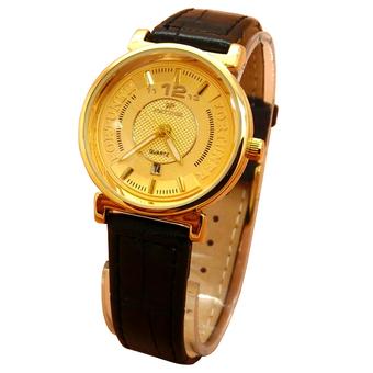 Fortuner Analog Jam Tangan Wanita - Leather Strap - Hitam Body Gold - FR 2831  