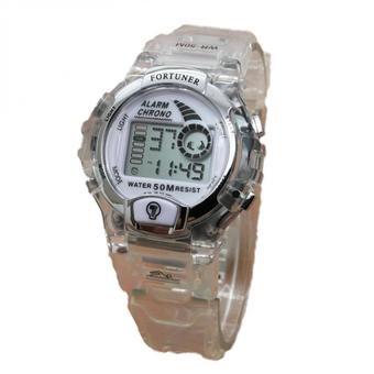 Fortuner Digital - Jam Tangan Wanita - Tali Karet - Putih Transparant List Putih - FR231  