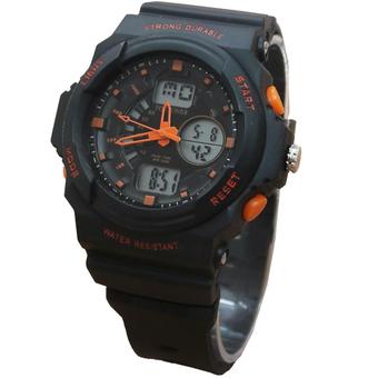 Fortuner FR4084 Dual Time Jam Tangan Wanita Rubber Strap - Hitam-Orange  