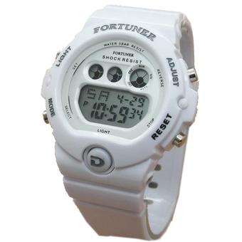 Fortuner Fr4870Hb Digital Jam Tangan Wanita Strap Karet Putih  