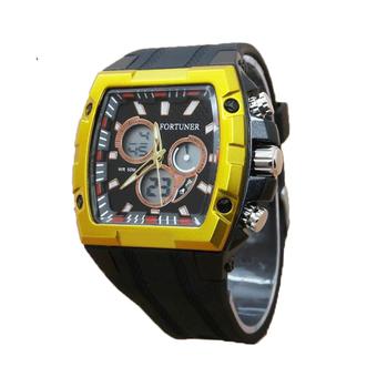 Fortuner - Jam Tangan Pria - F0815M Hitam - List Kuning- Rubber  