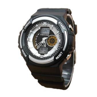 Fortuner - Jam Tangan Pria - F2858M Hitam - List Putih - Rubber  