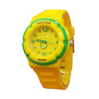 Fortuner - Jam Tangan Wanita - F3175L Kuning - List Hijau - Rubber  