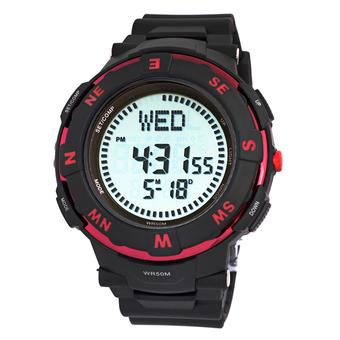 Fortuner Kompas - Jam Tangan Pria - Tali Karet - Hitam Merah - FR831 BR  