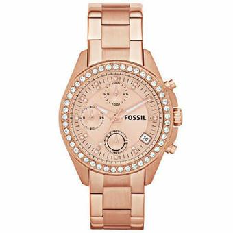 Fossil ES 3816 - Jam Tangan Wanita - Chronograph - Gold Stainless steel  