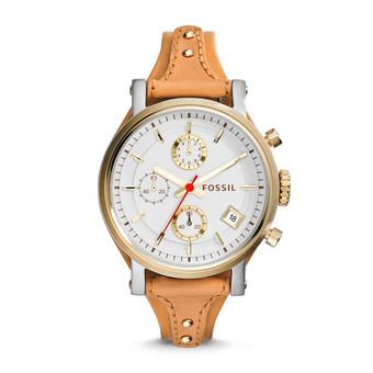 Fossil ES3615 - Jam Wanita Original Boyfriend Chronograph Tan Leather Watch  