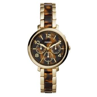 Fossil ES3925 - Jam Tangan Wanita Jacqueline Multifunction Gold-Tone Stainless Steel and Acetate Watch  