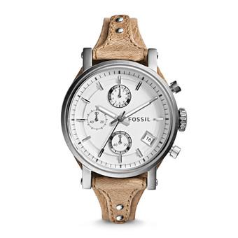 Fossil Es3625 - Jam Tangan Wanita Original Boyfriend Chronograph Bone Kulit - Cokelat  