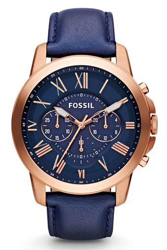 Fossil Gents Grant - Jam Tangan Pria - Biru - Strap Leather - FS4835  