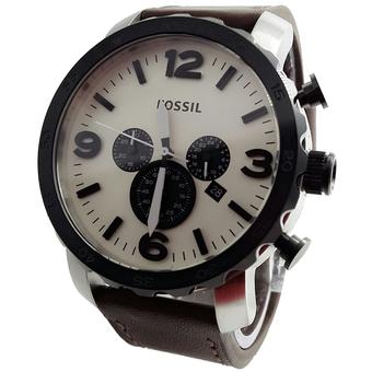 Fossil JR1390-C Jam Tangan Pria Strap Leather Hitam Putih  