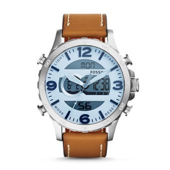 Fossil JR1492 - Jam Tangan Pria Nate Analog-Digital Tan Leather Watch - Cokelat  