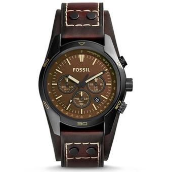 Fossil - Jam Tangan Pria - Hitam-Coklat - Strap Coklat Tua - CH 2990  