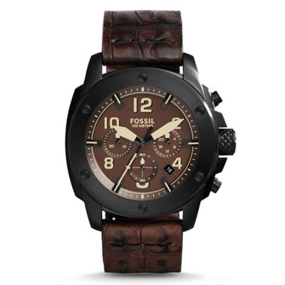 Fossil - Jam Tangan Pria - Hitam-Coklat - Strap Coklat Tua - FS 5095