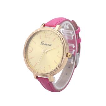 GENEVA Brand Big Gold Dial Small Leather Watch Fashion Ladies Dress Casual Quartz Watch(Rose Red)  