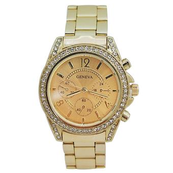 GENEVA Jam Tangan Wanita Analog Fashion Women Diamond Strap Stainless Steel Quartz Wrist Watch  