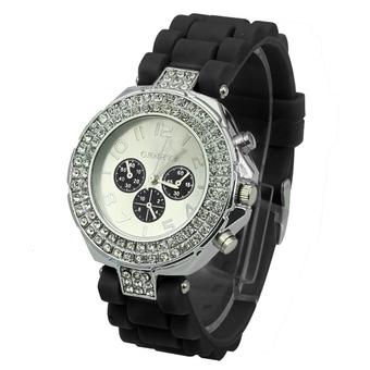 GENEVA Women's Silicone Strap Watch (Black)  