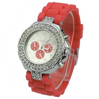 GENEVA Women's Silicone Strap Watch (Red)  