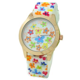 GETEK Flower Chic Fashion Crystal Jelly Gel Silicon Girl Women's Quartz Wrist Watch (Colourful)  