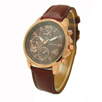 GETEK Geneva quartz Women men analogue numerals watch (Coffee)  