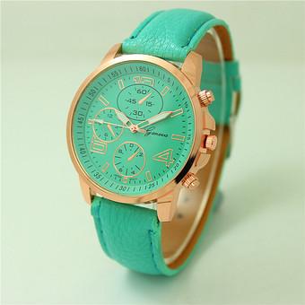 GETEK Geneva quartz Women men analogue numerals watch (Mint green)  