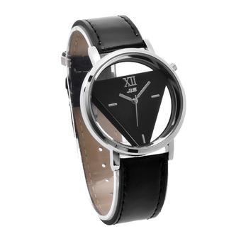 GETEK Stainless Steel Sport Analog Quartz PU Leather Women Mens Wrist Watch (Black)  