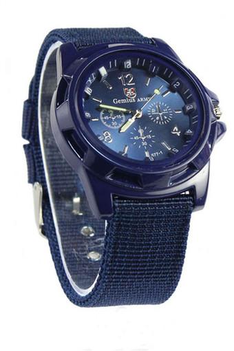 Gemius Army Racing Force Military Sport Mens Fabric Band Watch Blue Jam Tangan  