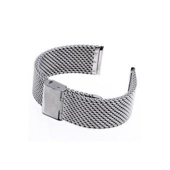 Generic 22mm Unisex Thick Mesh Steel Watch Band Strap Bracelet Fold Over Buckle Silver  