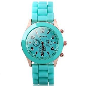 Geneva Candy Color Quartz Women Watch with Round Dial Analog Indicate and Rubber Watch Band (GREEN) - Intl  