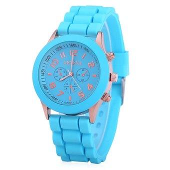 Geneva Candy Color Quartz Women Watch with Round Dial Analog Indicate and Rubber Watch Band (BLUE) - Intl  