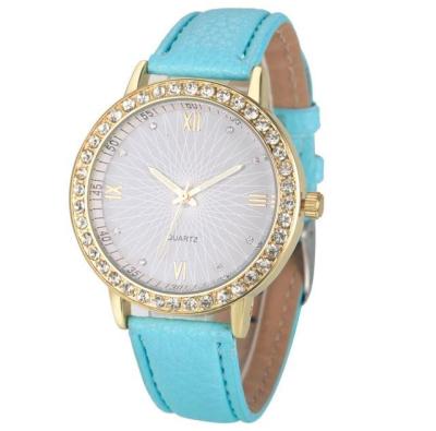 Geneva Exie Jam Tangan Wanita Analog Quartz Crystal Dial Leather Strap - Biru