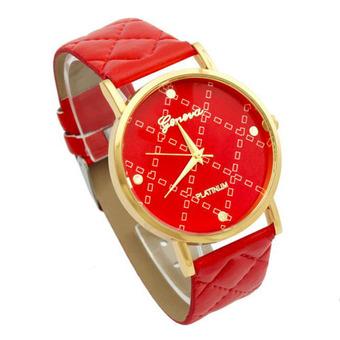 Geneva Jam Tangan Analog Wanita - Strap Kulit Sintesis Ceylon - Merah  