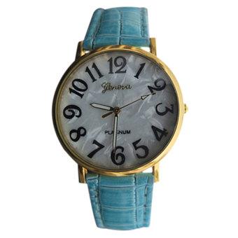 Geneva Jam Tangan Unisex - Biru - Strap Kulit Sintetis - Shell Face Style  