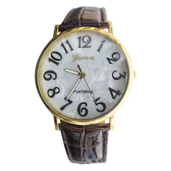 Geneva Jam Tangan Unisex - Cokelat - Strap Kulit Sintetis - Shell Face Style  