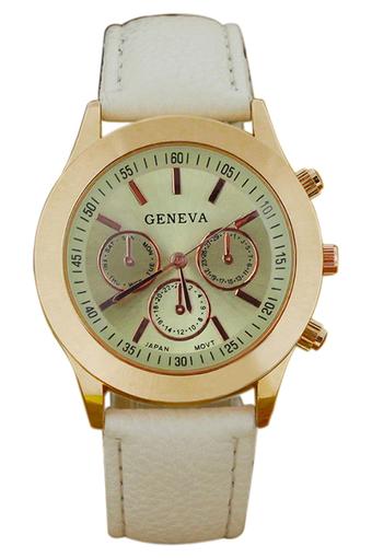 Geneva Jam Tangan Wanita - Beige - Strap Kulit Sintetis  