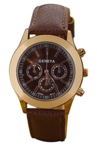 Geneva Jam Tangan Wanita - Coffee - Strap Kulit Sintetis  