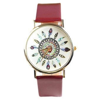 Geneva Jam Tangan Wanita - Coffee - Strap Kulit Sintetis - Feather  