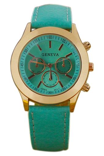 Geneva Jam Tangan Wanita - Mint Green - Strap Kulit Sintetis  