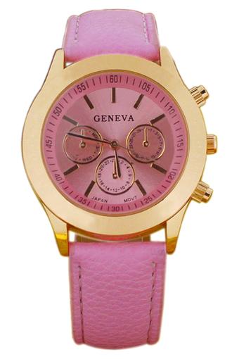 Geneva Jam Tangan Wanita - Pink - Strap Kulit Sintetis  