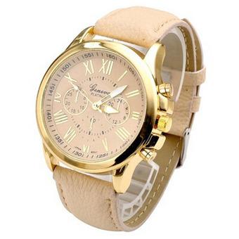 Geneva Jam Tangan Wanita - Strap Kulit Sintetis - Beige  