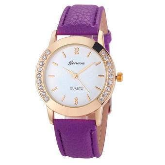 Geneva - Jam Tangan Wanita - Ungu Putih - Strap Leather - Erica Casual Watch  