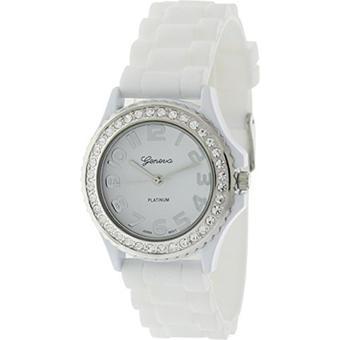 Geneva Platinum Women's White Silicone Strap Watch 25  