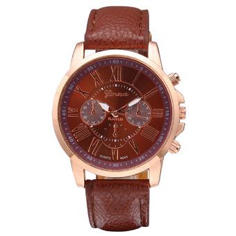 Geneva Roman Style Women's Brown Leather Strap Watch 3888  - Intl  