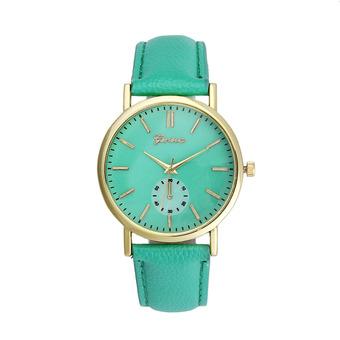 Geneva Unisex Leather Band Analog Quartz Vogue WristWatch Watches Green  